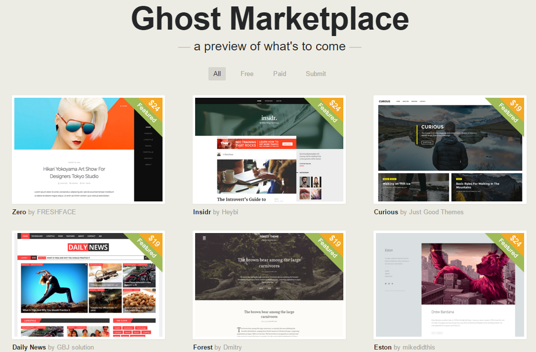 Магазин тем Ghost