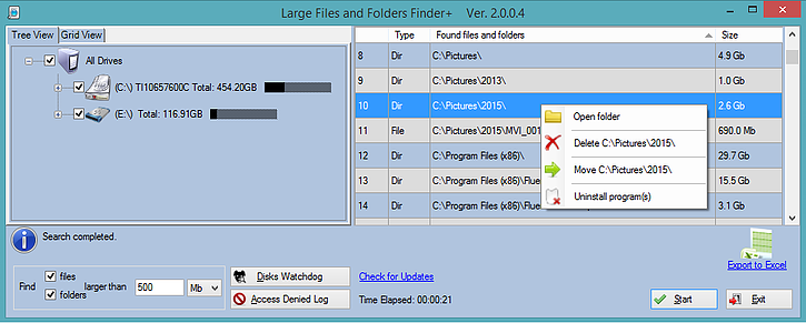 Large Files and Folders Finder+