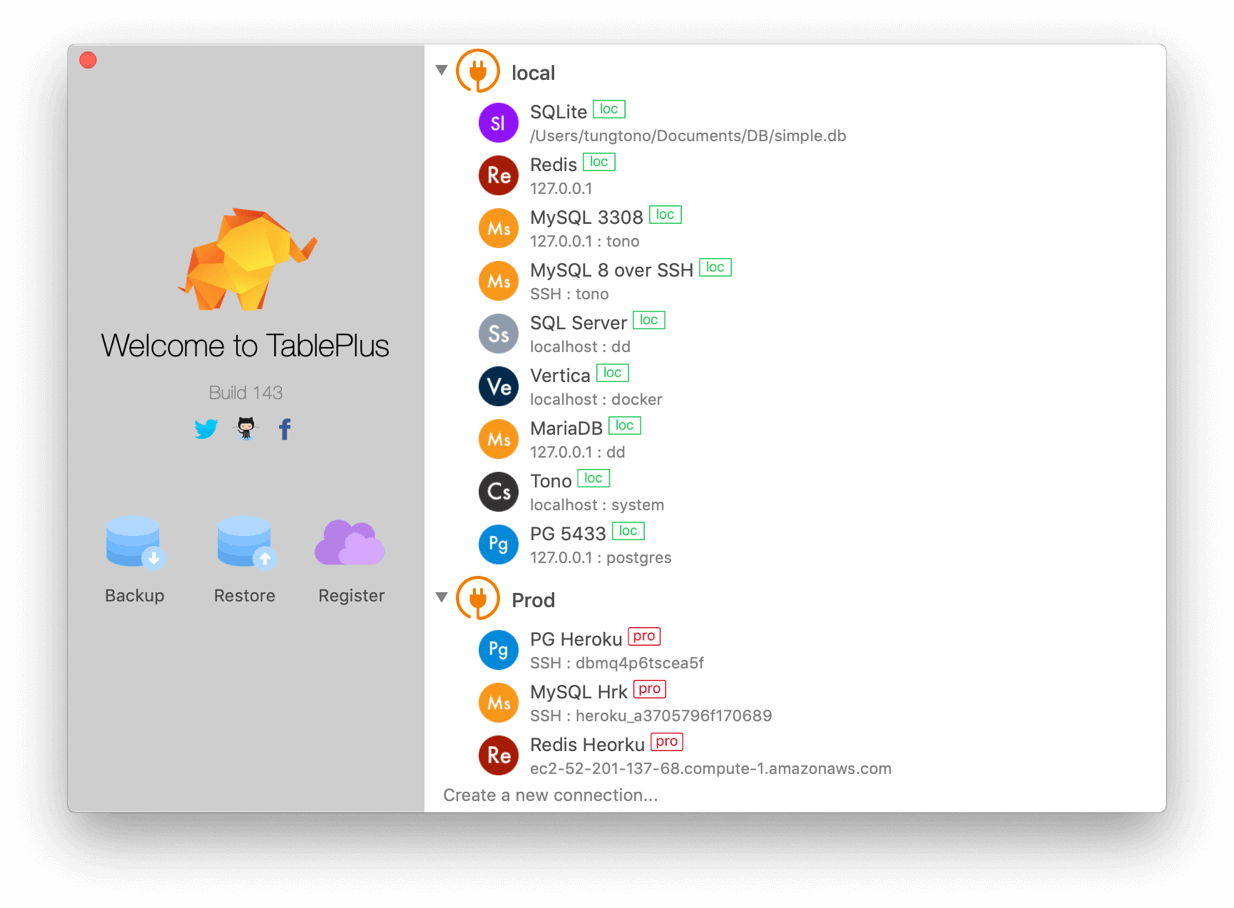 tableplus local datbase