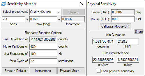 Sensitivity matcher