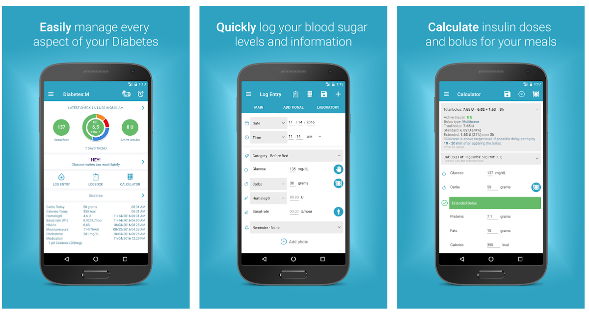 Diabetes Tracker. Diabetes:m. Медицинские мобильные приложения для диабета. B1 приложение.