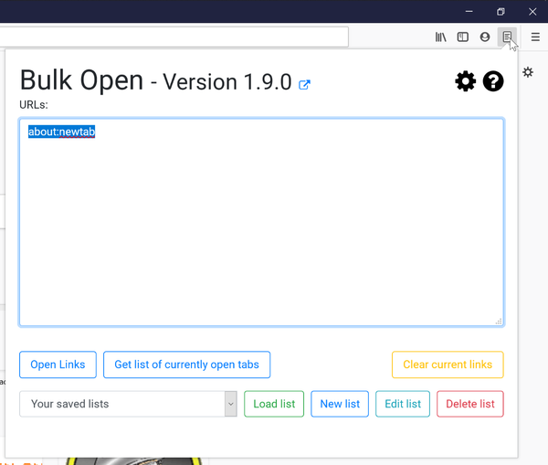 Как открыть список ссылок в браузере